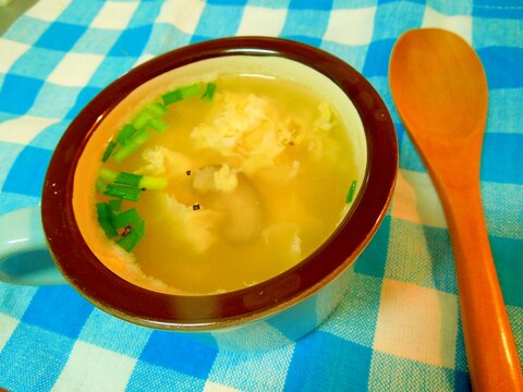 １０分で作れる☆シイタケと玉子の中華風スープ